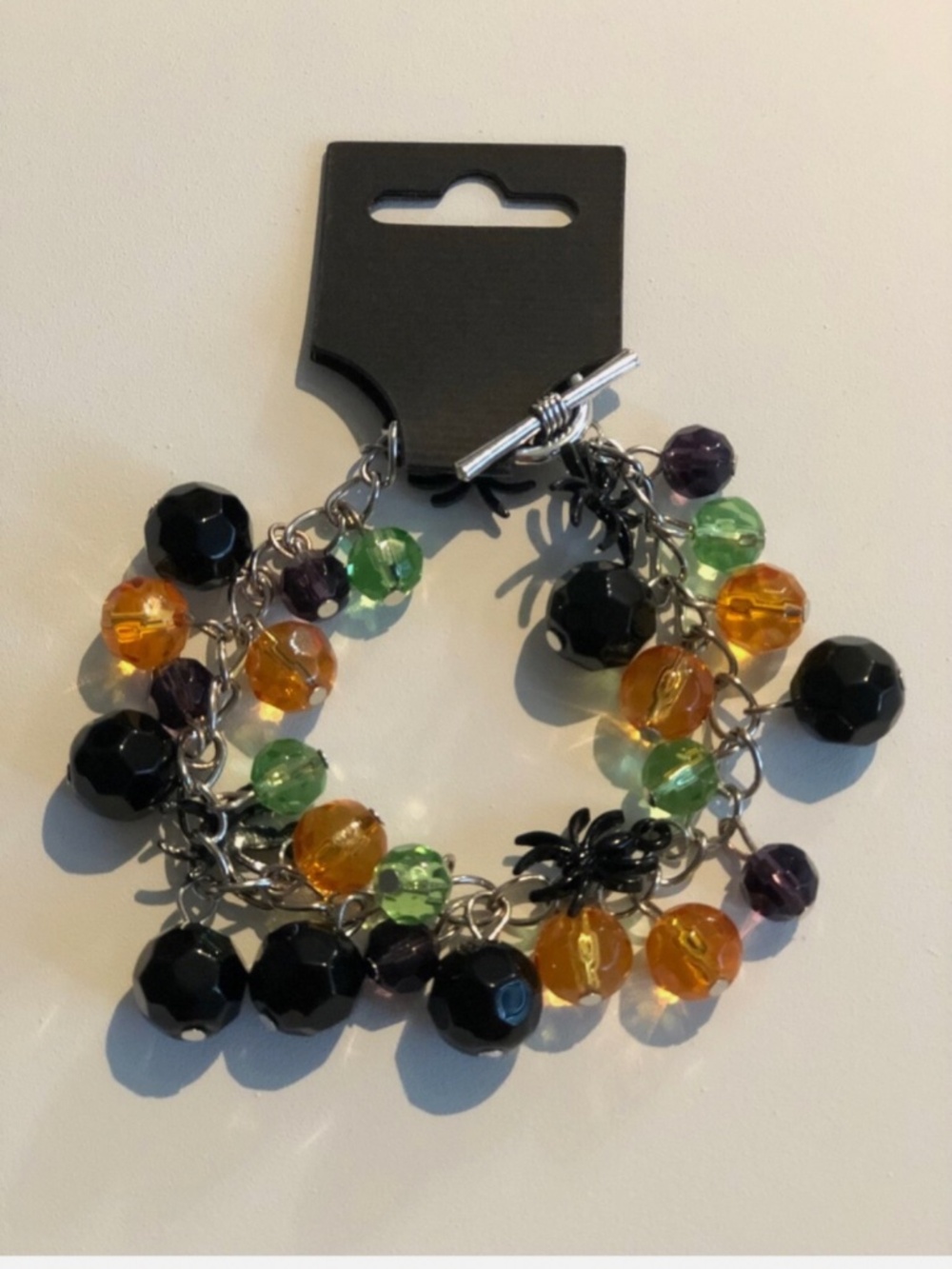 New Halloween Beaded Bracelet with Spider Charms.
